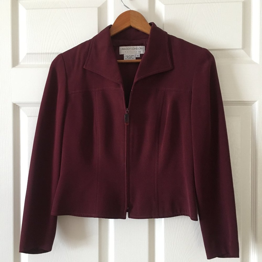 Burgundy Silk Cropped Jacket